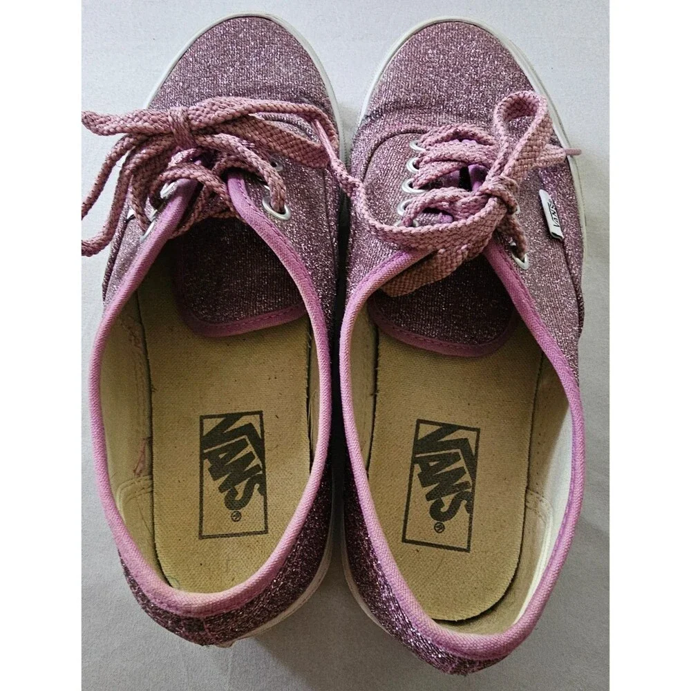 Vans Authentic Lurex Glitter Sneakers Womens 8.5 Pink Sparkle Off the Wall